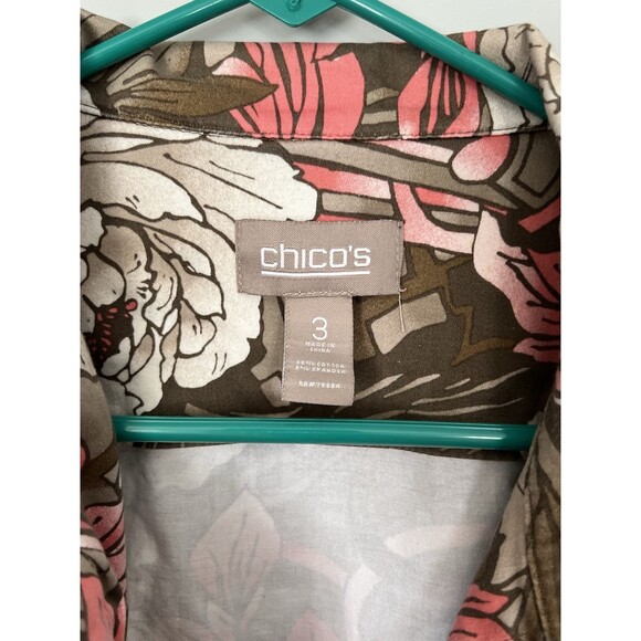 Chico’s Colorful Floral Button Up Jacket in Women’s Size 3, Pink White Gray - Picture 6 of 7